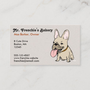 Carte De Visite Bouledogue français drôle avec la langue énorme