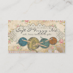 Carte De Visite boules tirées par la main d'aiguilles de tricot d