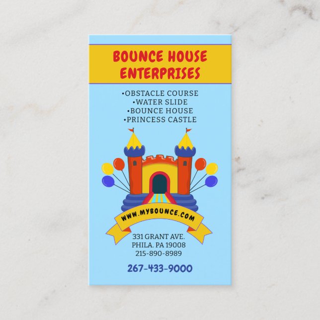 CARTE DE VISITE BOUNCE HOUSE INFLATABLES FÊTE ANNIVERSAIRE (Devant)