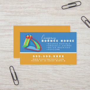 Carte De Visite Bounce House Logo de la fête Location Jaune Bleu