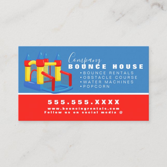 Carte De Visite Bounce House Logo Party Location Blue Red Business (Devant)