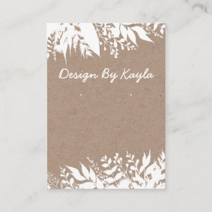 Carte De Visite Bouquet Blanc Sur Collier Kraft & Écran D'Oreille