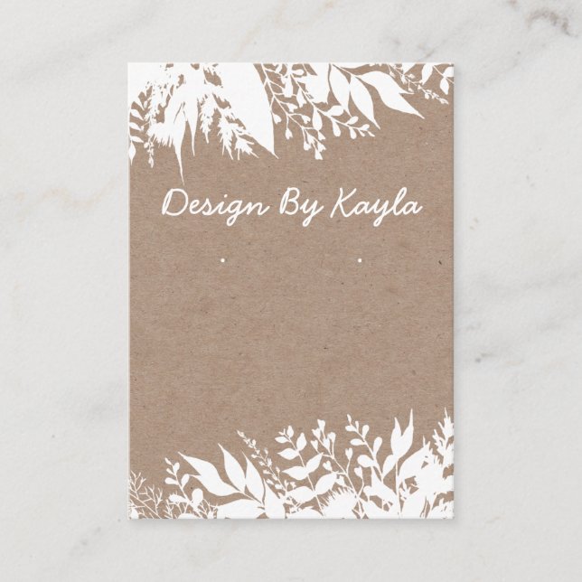 Carte De Visite Bouquet Blanc Sur Collier Kraft & Écran D'Oreille (Devant)