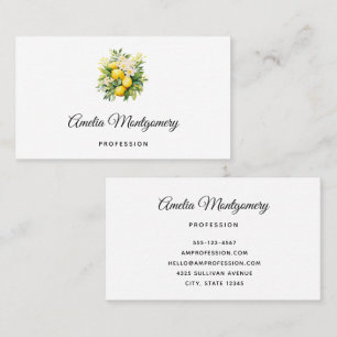 Carte De Visite Bouquet de citron aux fleurs blanches