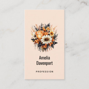 Carte De Visite Bouquet de fleurs gris-jaune orange