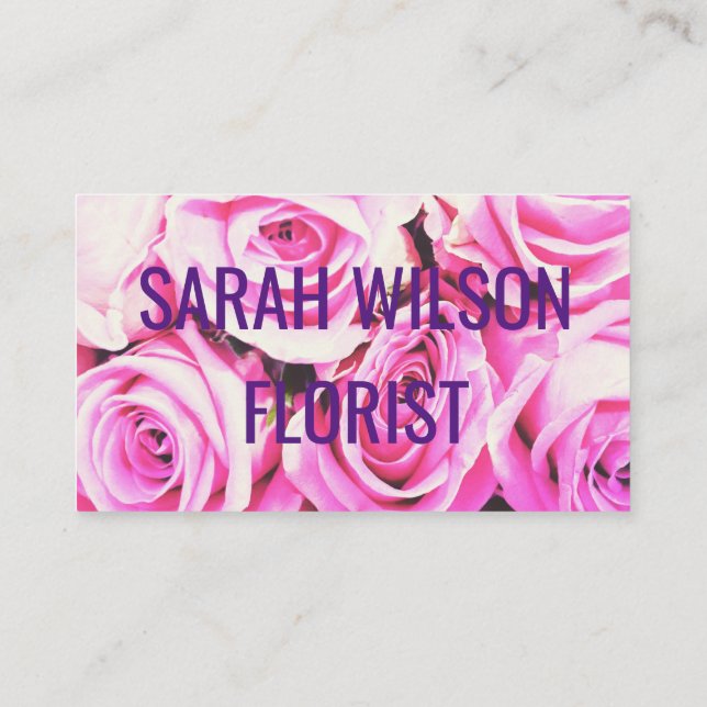 Carte De Visite bouquet de fleurs roses roses, busin arrière - pla (Dos)