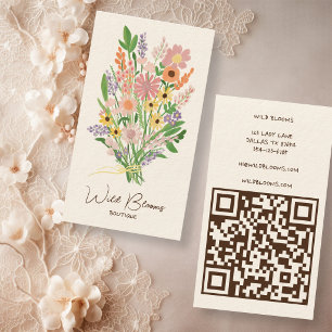 Carte De Visite Bouquet de fleurs sauvages Code QR floral artisana