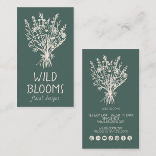 Carte De Visite Bouquet de fleurs sauvages Floral minimaliste rust