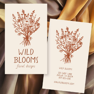 Carte De Visite Bouquet de fleurs sauvages Rustique Minimal Simple