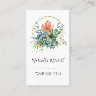Carte De Visite Bouquet de fleurs succulentes Boho Cristaux Aquare