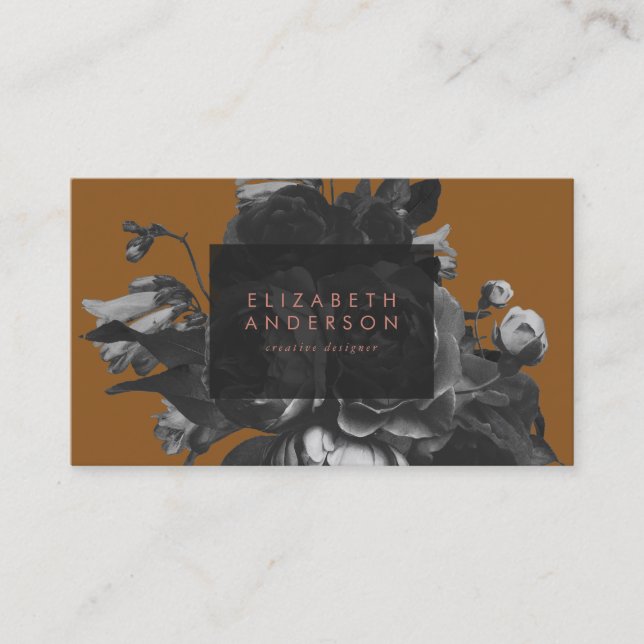 Carte De Visite Bouquet de Rose noire professionnel Premium Terrac (Devant)