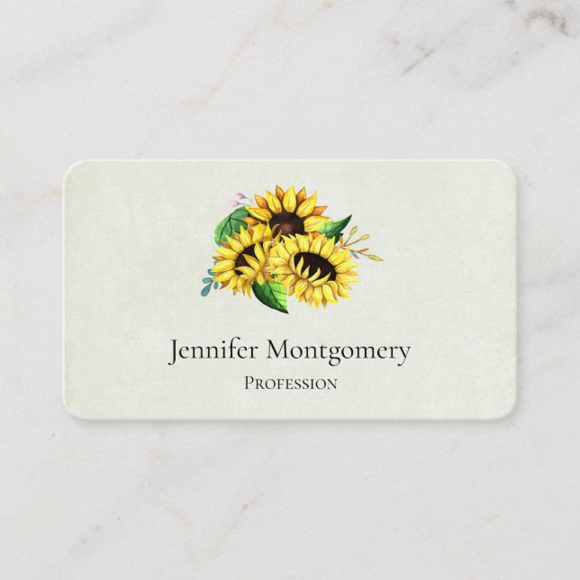Carte De Visite Bouquet de tournesol jaune en aquarelle (Devant)