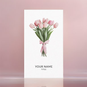 Carte De Visite Bouquet de tulipes roses Qr Code