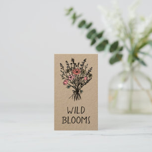 Carte De Visite Bouquet fleur sauvage Rustique minimaliste Floral 