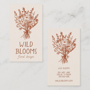 Carte De Visite Bouquet fleur sauvage Rustique minimaliste Simple