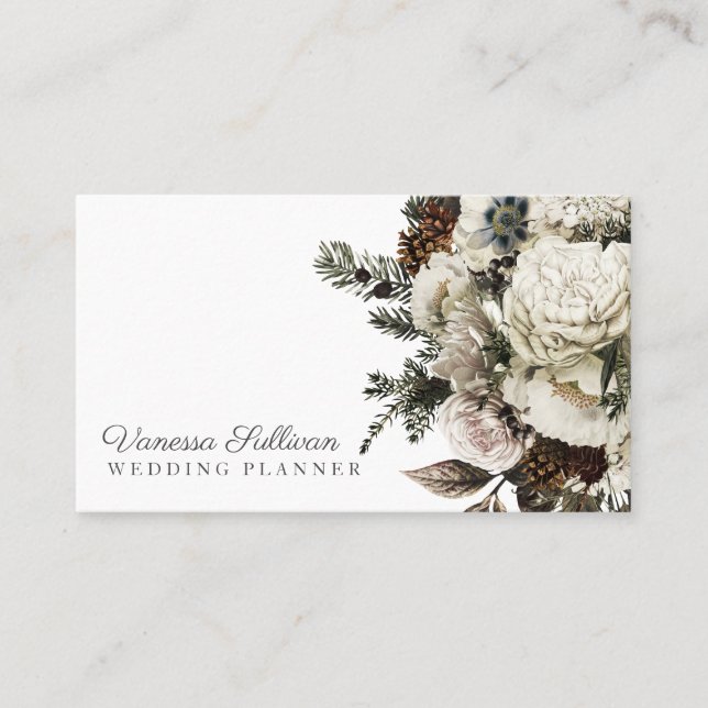 Carte De Visite Bouquet floral romantique d'hiver (Devant)