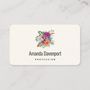 Carte De Visite Bouquet floral rose, orange et blanc
