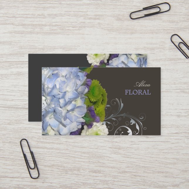 Carte De Visite Bouquet nuptiale PixDezines, fleuristes/do-it-your (Devant/Arrière en situation)