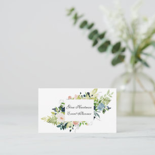 Carte De Visite Bouquet professionnel en aquarelle bleu et bleu