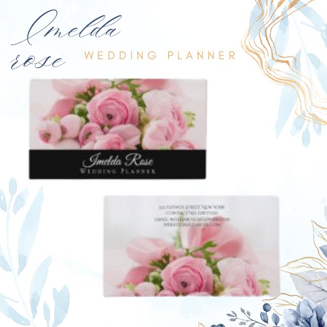 Carte De Visite Bouquet rose wedding planner (Créateur téléchargé)