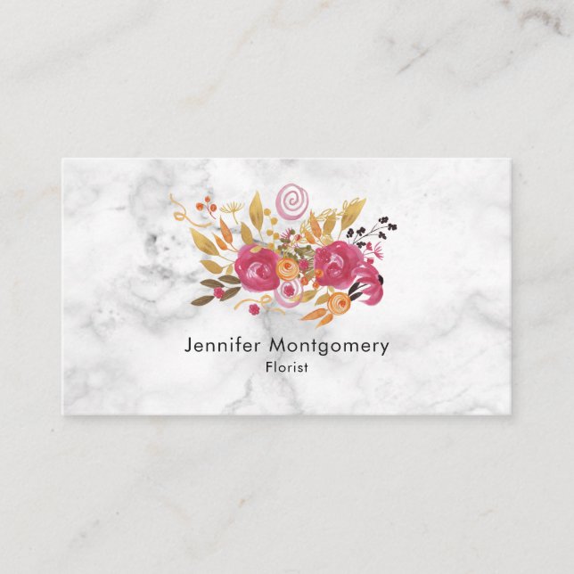 Carte De Visite Bouquet sur Marble Texture (Devant)