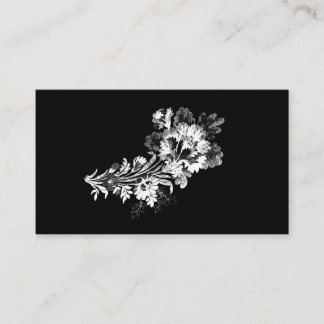 Carte De Visite Bouquet tiré par la main de noir réaliste de