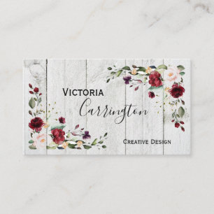 Carte De Visite Bourgogne Blush rose Floral moderne