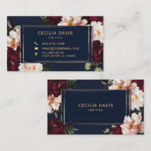 Bourgogne foncé Blush Navy Blue Floral