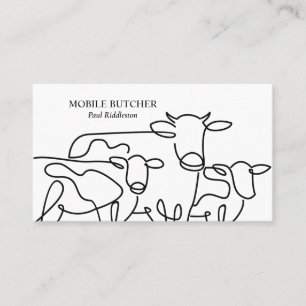 Carte De Visite Boutcher mobile noir et blanc éleveur de bovins