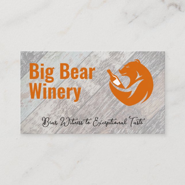 Carte De Visite Bouteille À Vin Porte-Ours | Panneaux en bois (Devant)