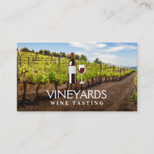 Carte De Visite Bouteille de vin et verre   Vignoble
