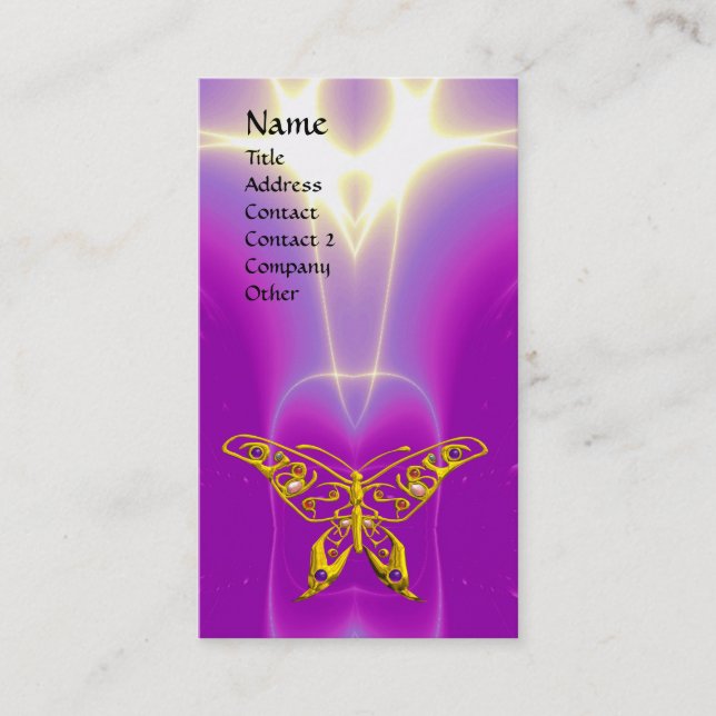 Carte De Visite BOUTEILLE D'OR, VAGUE LUMINEUSE, Rose, Violet, Vio (Devant)