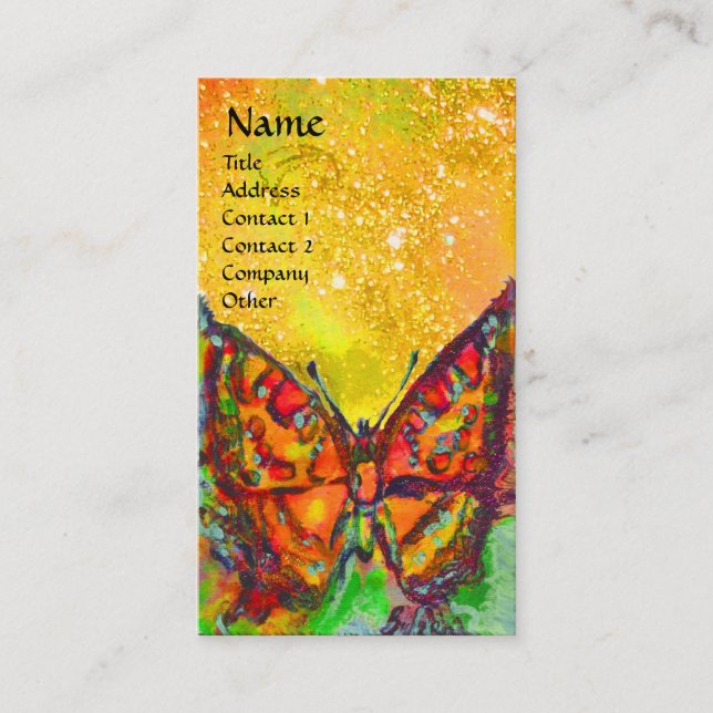 CARTE DE VISITE BOUTEILLE ROUGE EN JAUNE ÉPARKLES D'OR (Devant)