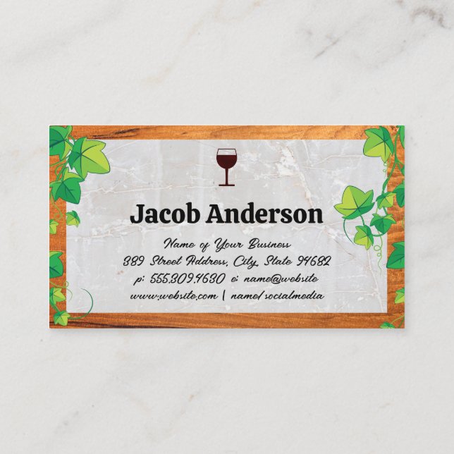 Carte De Visite Bouteilles à vin | Vignes | Pierre et bois (Dos)