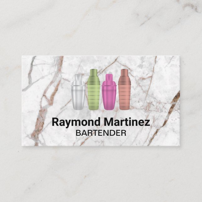 Carte De Visite Bouteilles Martini Shaker | Couleurs métalliques (Devant)