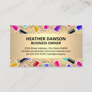 Carte De Visite Bouteilles polonaises à ongles   Or métallique   S