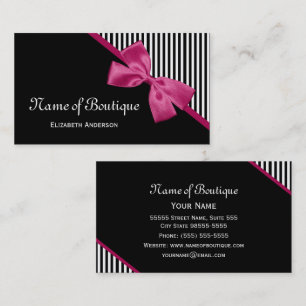 Carte De Visite Boutique à Rayure et Nœud Rose