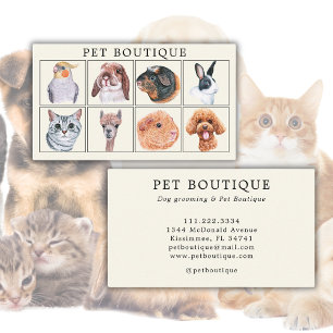 Carte De Visite Boutique Animaux d'aquarelle Animaux
