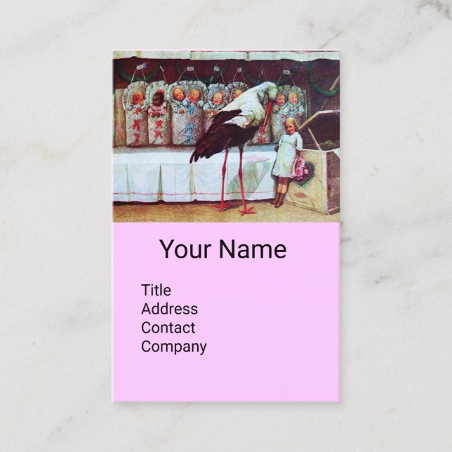 CARTE DE VISITE BOUTIQUE AVEC BÉBÉS, SOINS DE BÉBÉ LILAC ROSE (Devant)