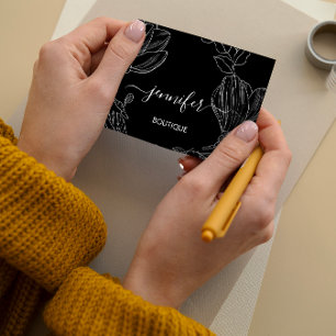 Carte De Visite Boutique Boutique Fleurs blanches noires Code QR L