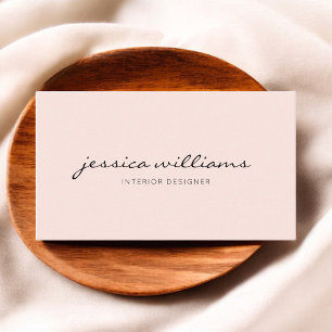 Carte De Visite Boutique Calligraphie Minimal Rose Pâle