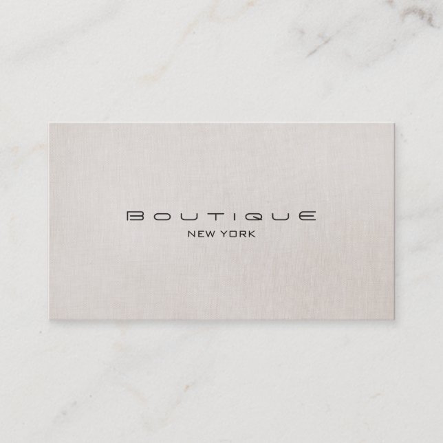 Carte De Visite Boutique Chic Faux Linge Beige Professionnel Simpl (Devant)