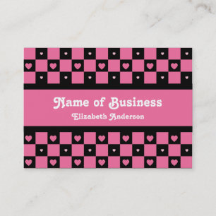 Carte De Visite Boutique Cœur Damier Rose