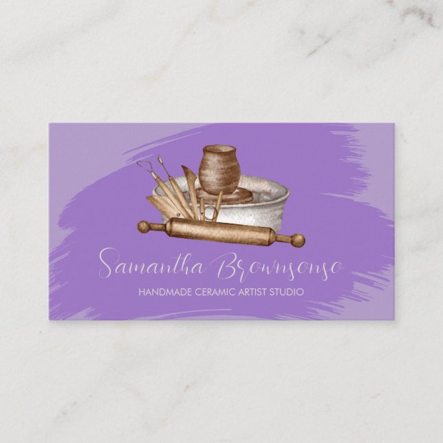 Carte De Visite Boutique d'artisanat pourpre Poterie céramique Arg (Devant)