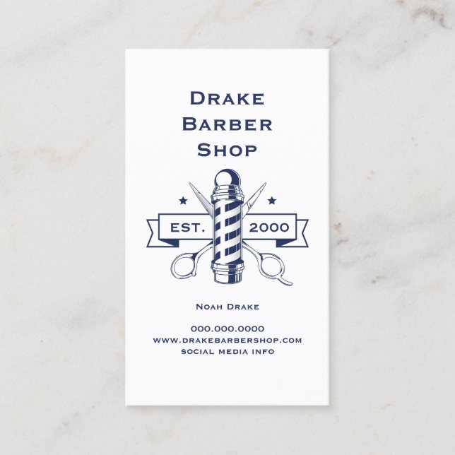 Carte De Visite Boutique de barbier professionnel de ciseaux de ba (Devant)