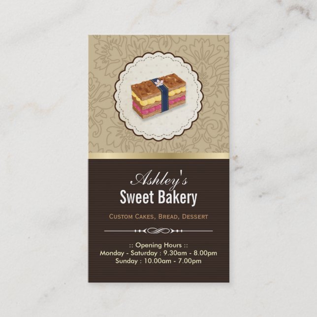 Carte De Visite Boutique de boulangerie sucrée - Gâteau à l'allure (Devant)