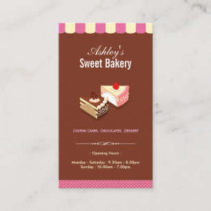 Carte De Visite Boutique de boulangerie sucrée - Gâteaux sur mesur