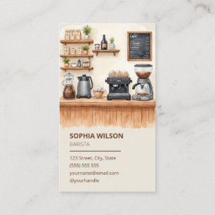 Carte De Visite Boutique de café aquarelle