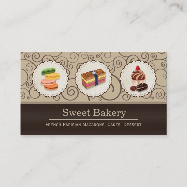 Carte De Visite Boutique de chocolat Macaron personnalisé (Devant)
