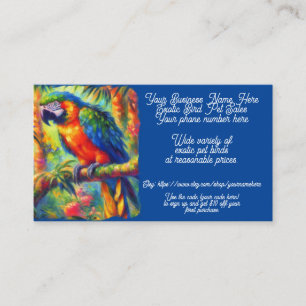 Carte De Visite Boutique de Cockatoo Exotic Animaux de compagnie P